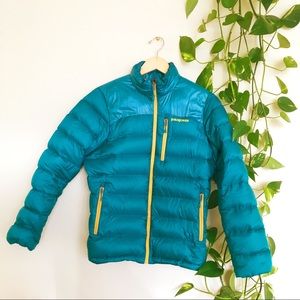 Patagonia Turquoise and Yellow Down Jacket